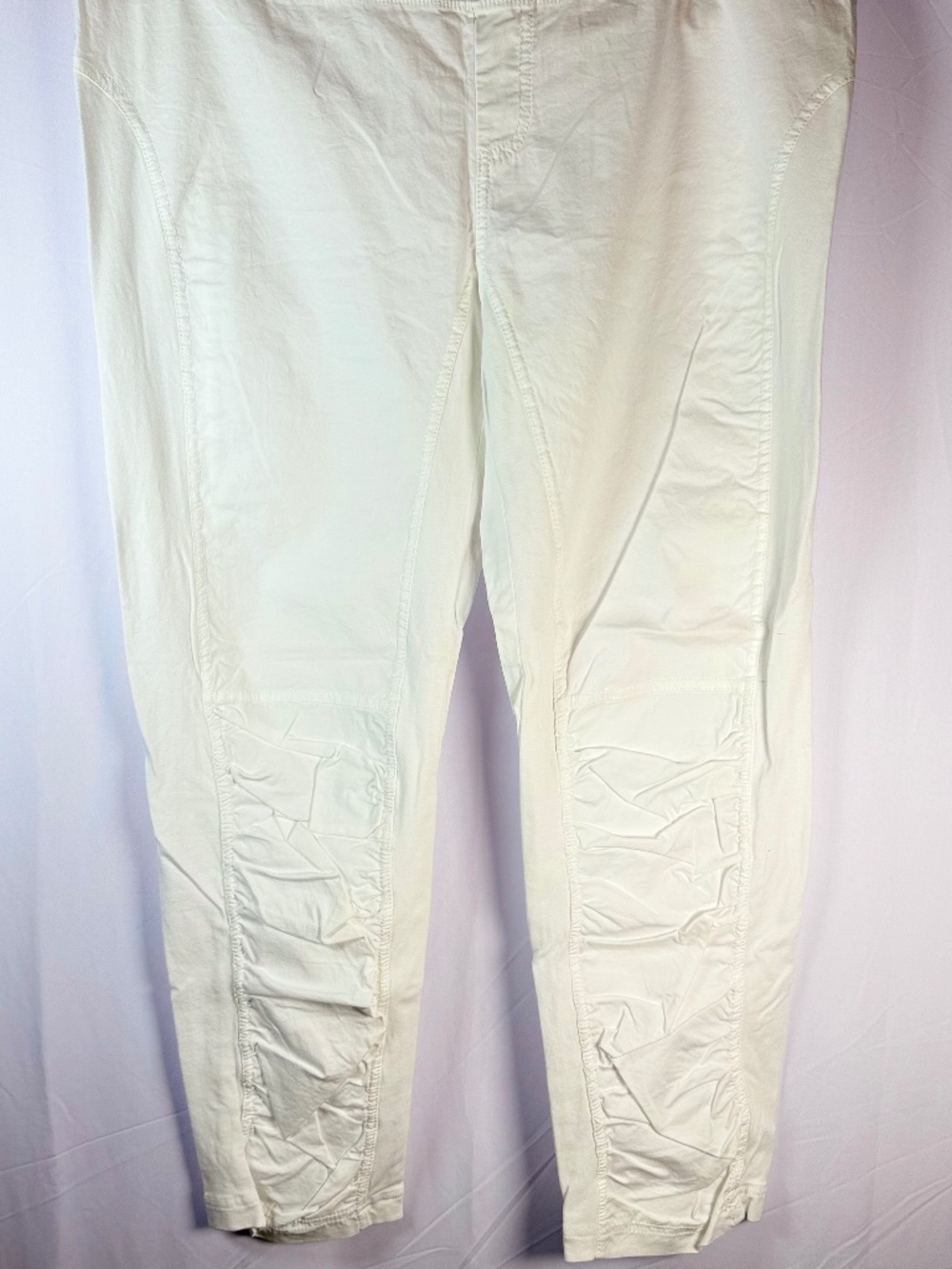 Wearables XCVI white ruched front knit panels capri/ankle pull-on pants, XL